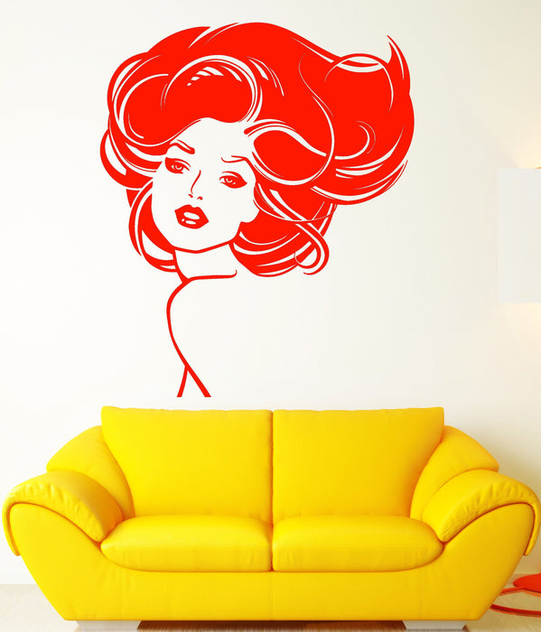 Vinyl Wall Decal Beauty Hair Salon Girl Woman Model Stickers Unique Gift (1482ig)