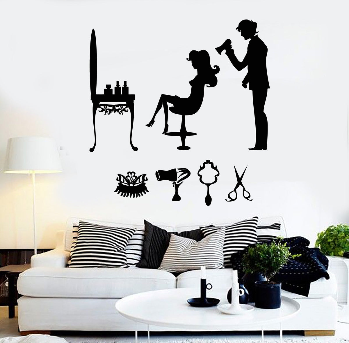 Vinyl Wall Decal Hair Salon Beauty Hairdresser Stylist Stickers Mural ...