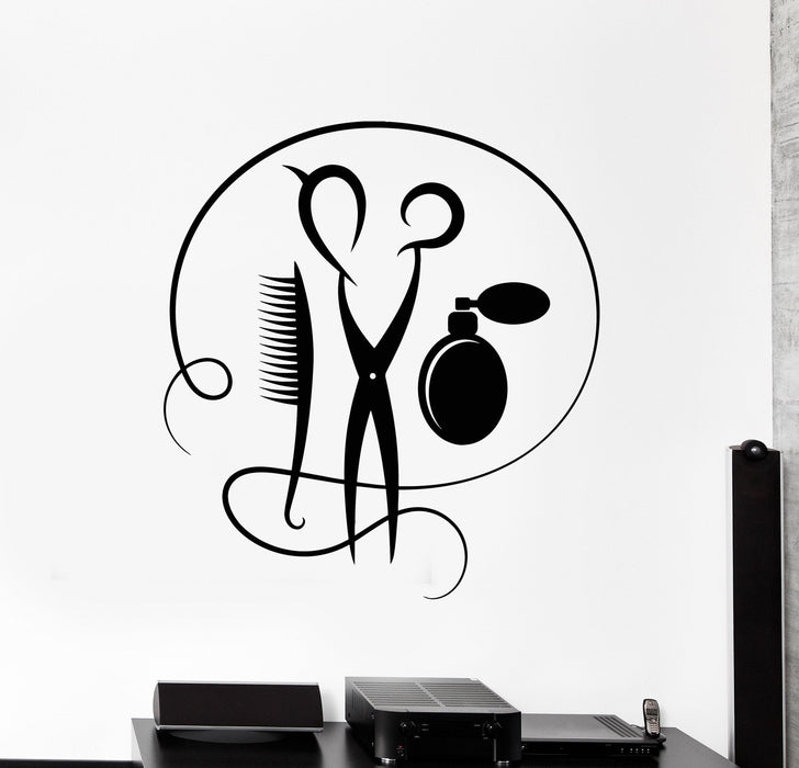 Vinyl Wall Decal Hair Beauty Salon Tools Hairdresser Stylist Stickers Unique Gift (ig4694)