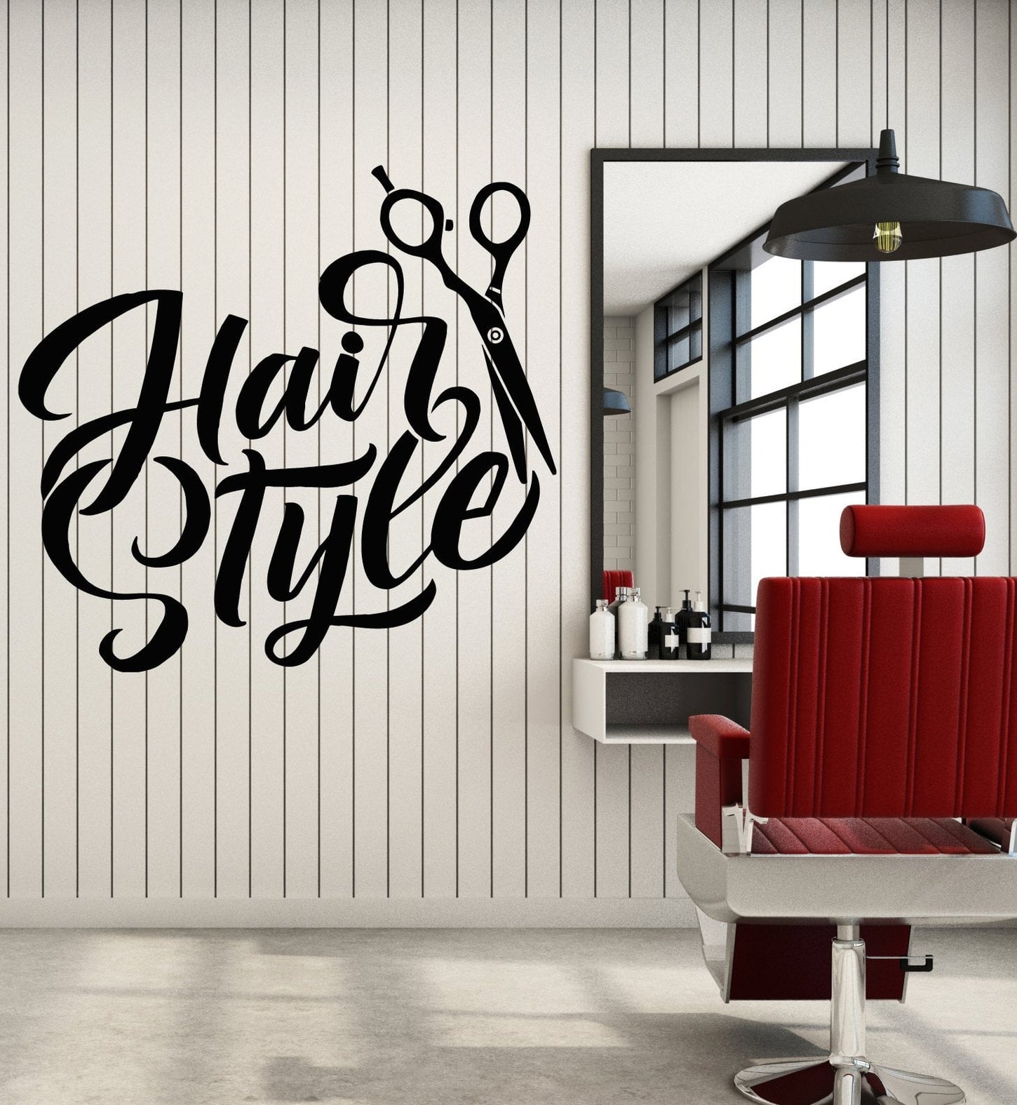 Vinyl Wall Decal Beauty Hair Salon Hairstyle Style Scissors Haircut St ...