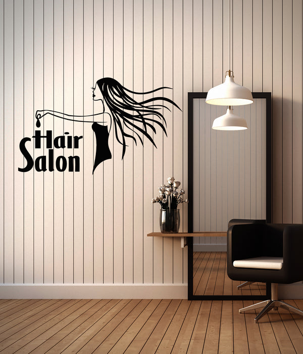 Виниловая наклейка на стену, логотип салона красоты, наклейки с изображением мультяшной девушки (3408ig)
