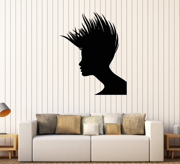 Vinyl Wall Decal Woman Hairstyle Beauty Salon Hair Hairdresser Stickers Unique Gift (126ig)