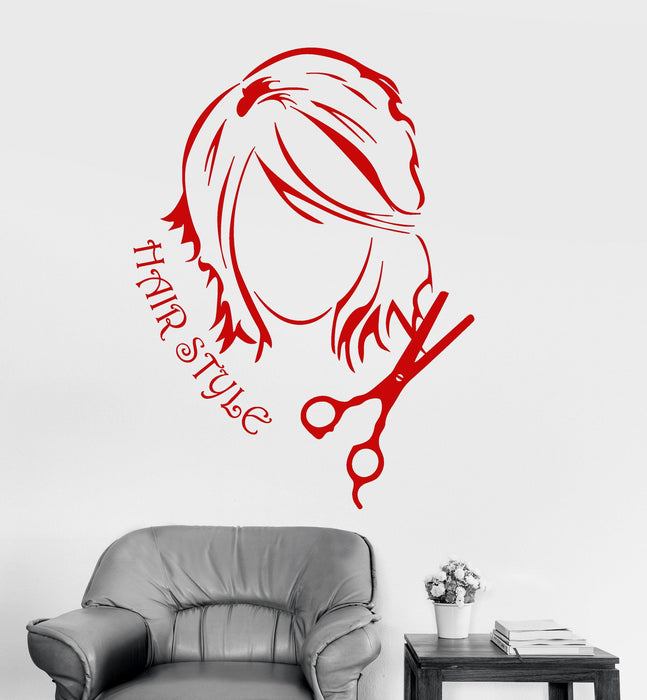 Vinyl Wall Decal Hair Style Woman Beauty Salon Stylist Unique Gift (ig3988)