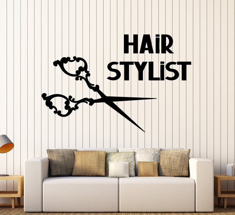 Autocollant mural en vinyle pour coiffeur, ciseaux, salon de coiffure, autocollants de beauté, cadeau unique (ig3755)