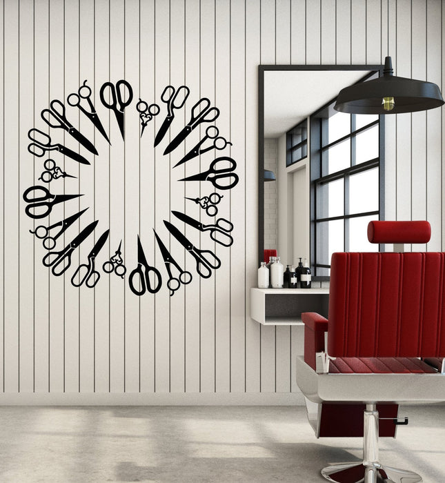 Виниловые наклейки на стену ножницы салон красоты стрижка парикмахерская наклейки (2764ig)