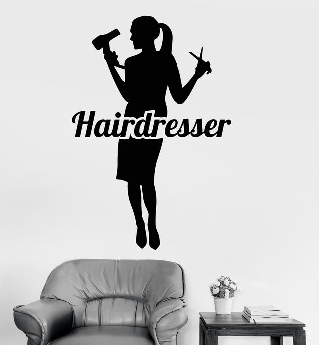 Vinyl Wall Decal Hairdresser Barbershop Hair Salon Stylist Stickers Unique Gift (1868ig)