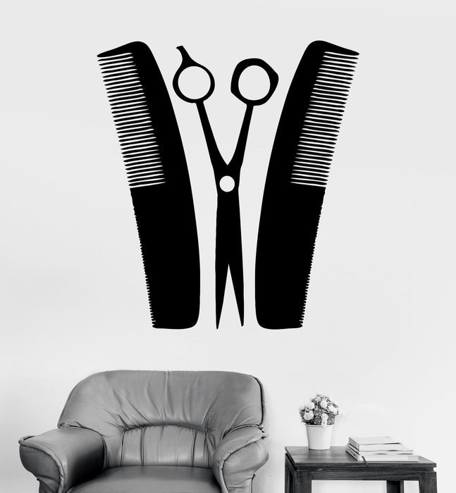 Vinyl Wall Decal Barber Hairdresser Tools Hair Salon Stickers Unique Gift (ig4012)
