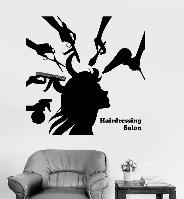 Vinyl Wall Decal Hairdressing Salon Beauty Hair Woman Barbershop Stickers Unique Gift (ig3200)
