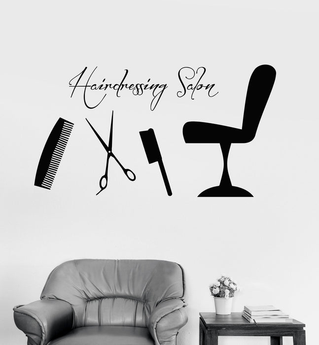 Vinyl Wall Decal Hairdressing Salon Barber Shop Hair Stylist Stickers Unique Gift (ig4055)