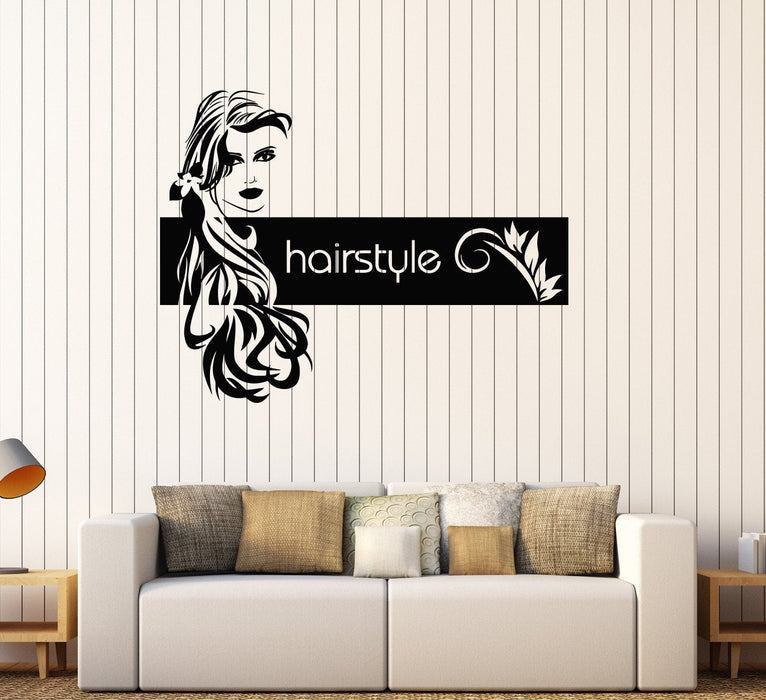 Vinyl Wall Stickers Hair Salon Barbershop Hairstyle Woman Mural Decal Unique Gift (184ig)
