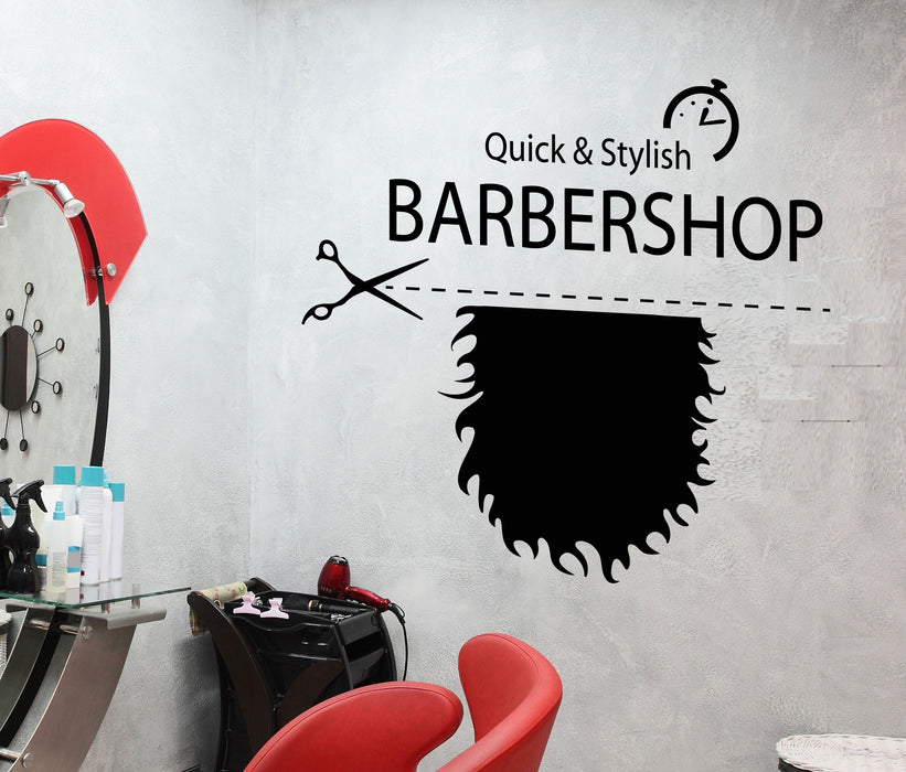 Виниловая наклейка на стену парикмахерская вывеска прическа борода для мужчин наклейки уникальный подарок (1793ig)