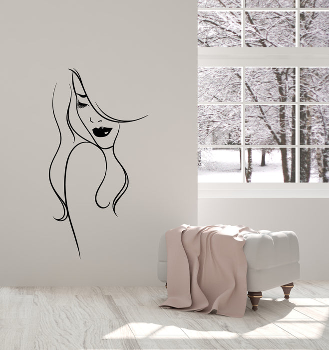 Vinyl Wall Decal Abstract Lady Beautiful Girl Face Makeup Stickers (3716ig)