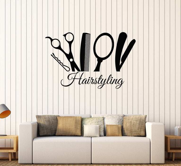 Vinyl Wall Decal Hairstyling Barber Tools Hair Salon Stylist Stickers Unique Gift (575ig)