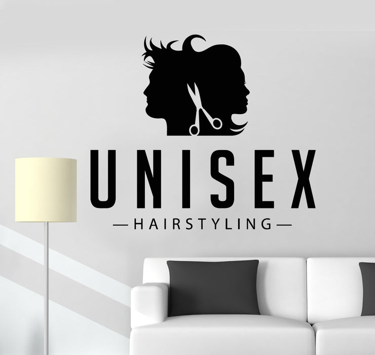 Vinyl Wall Decal Unisex Hairstyling Hair Salon Beauty Stylist Stickers Unique Gift (ig4893)
