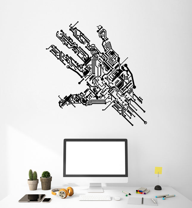 Vinyl Wall Decal Hand Chip Computer Gamer Programmer Imprint Stickers Unique Gift (1829ig)