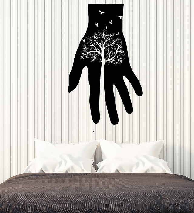 Vinyl Wall Decal Art Hand Gothick Style Forest Tree Birds Stickers (2954ig)