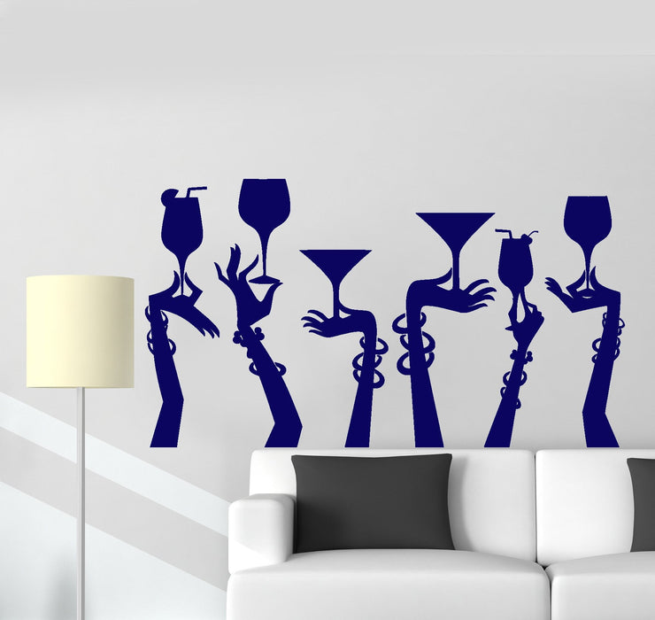 Autocollant mural en vinyle pour femme, mains, verre à cocktail, fête, bar, boîte de nuit, cadeau unique (ig4752)