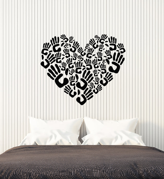 Vinyl Wall Decal Heart Love Romance Handprints Stickers (3600ig)