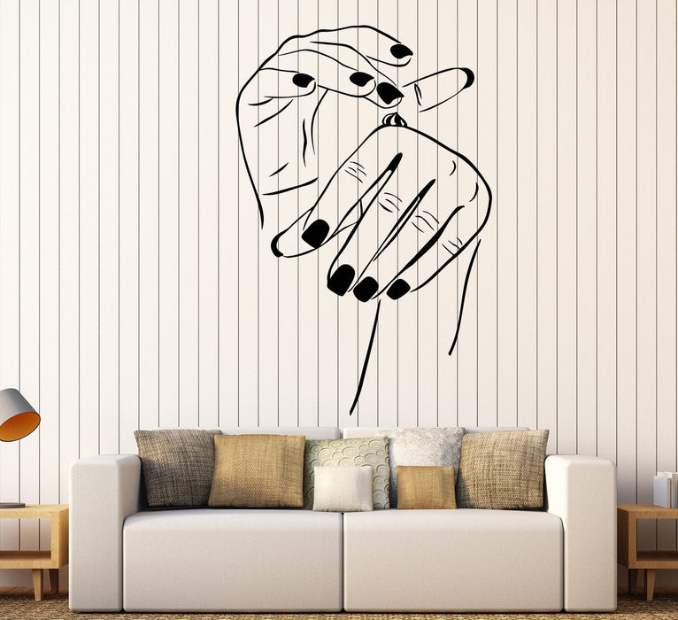 Виниловая наклейка на стену салон красоты косметика рука женщина девушка комната наклейки уникальный подарок (055ig)