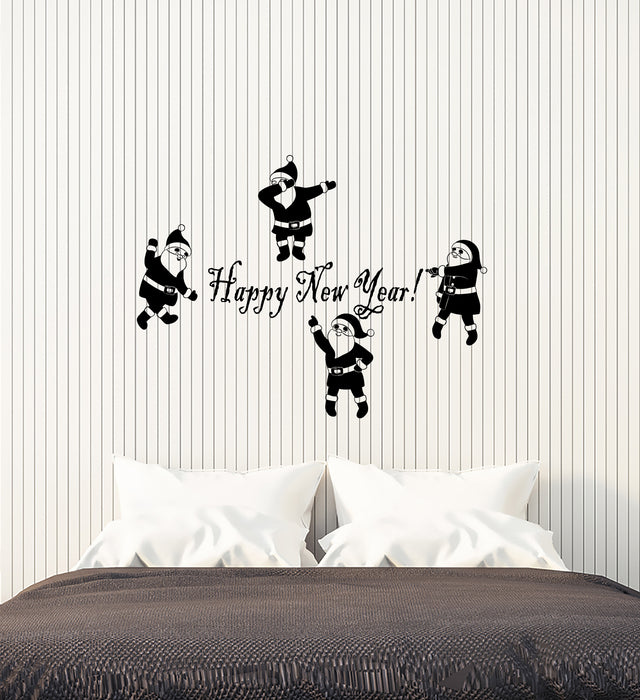 Vinyl Wall Decal Santa Claus Christmas New Year Logo Quote Holiday Party Stickers (4163ig)