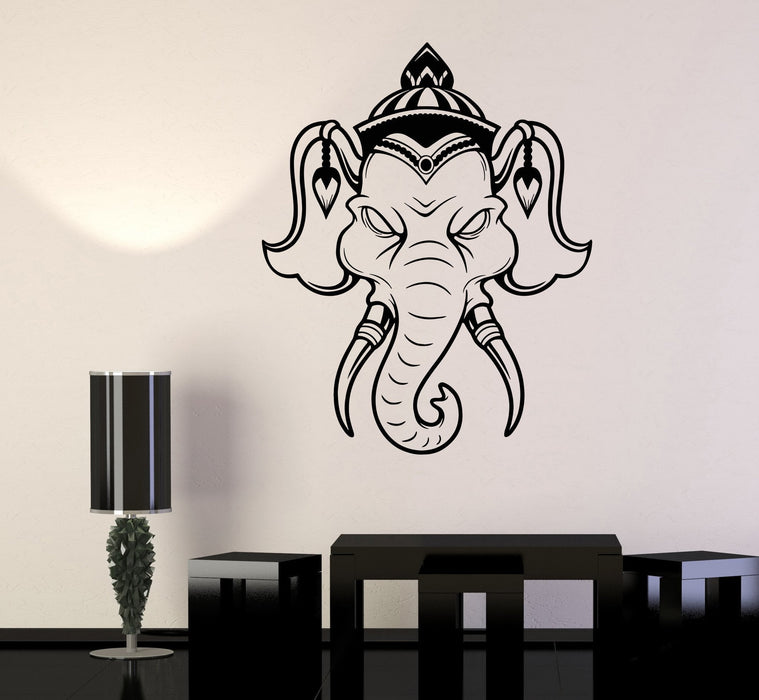 Vinyl Wall Decal Indian Elephant Head Animal Hindu Stickers Unique Gift (646ig)