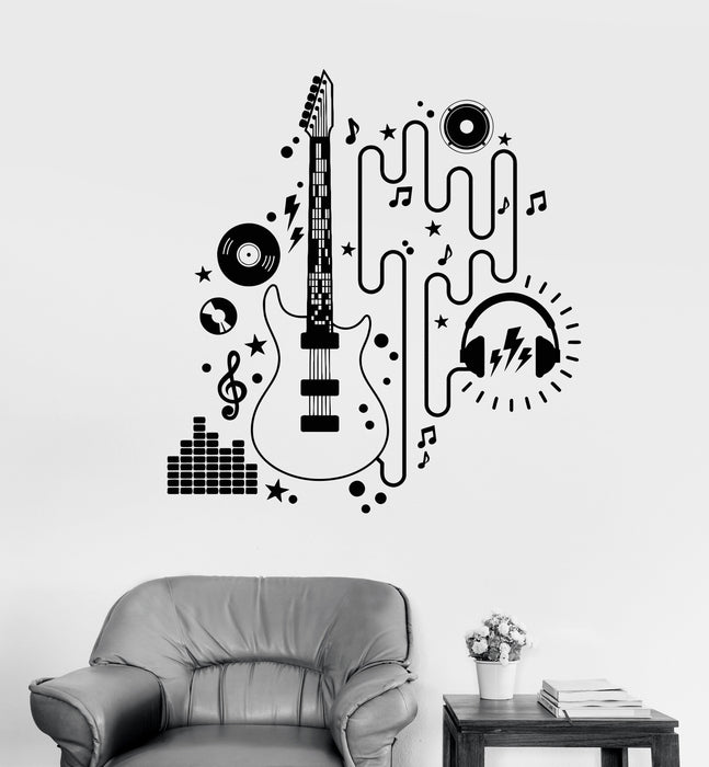 Vinyl Wall Decal Electric Guitar Player Musician Rock Music Stickers Unique Gift (1514ig)