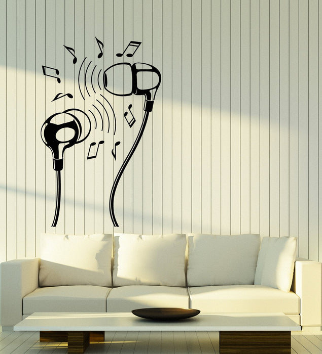 Виниловые наклейки на стену Наушники Заметки любителя музыки Наушники Наклейки (2856ig)