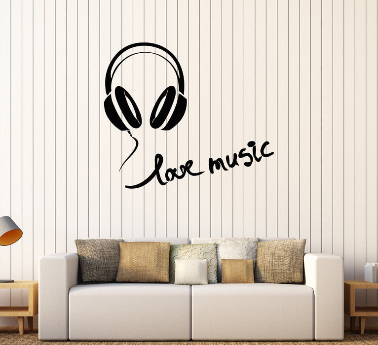 Vinyl Wall Decal Headphones Love Music Teen Room Stickers Unique Gift (626ig)