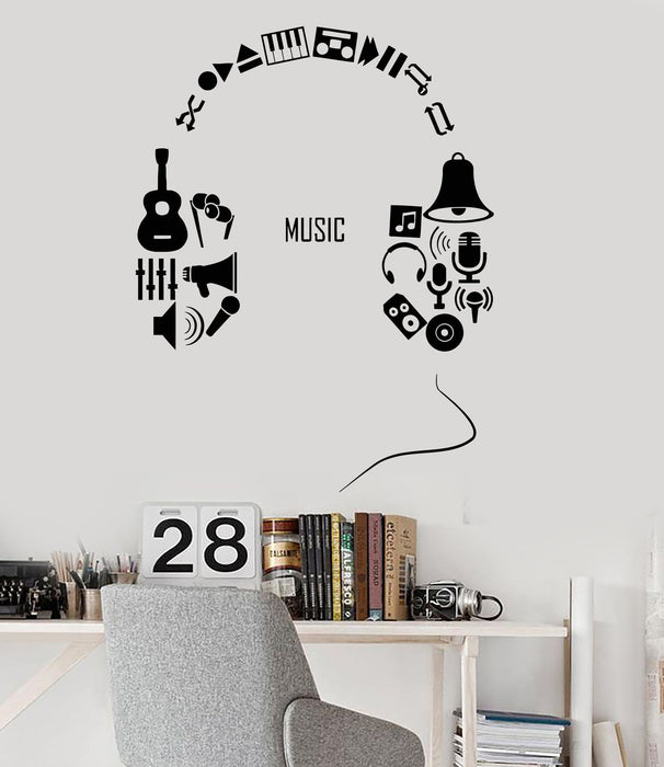 Vinyl Wall Decal Headphones Music Musical Teen Room Decor Stickers Unique Gift (ig3289)