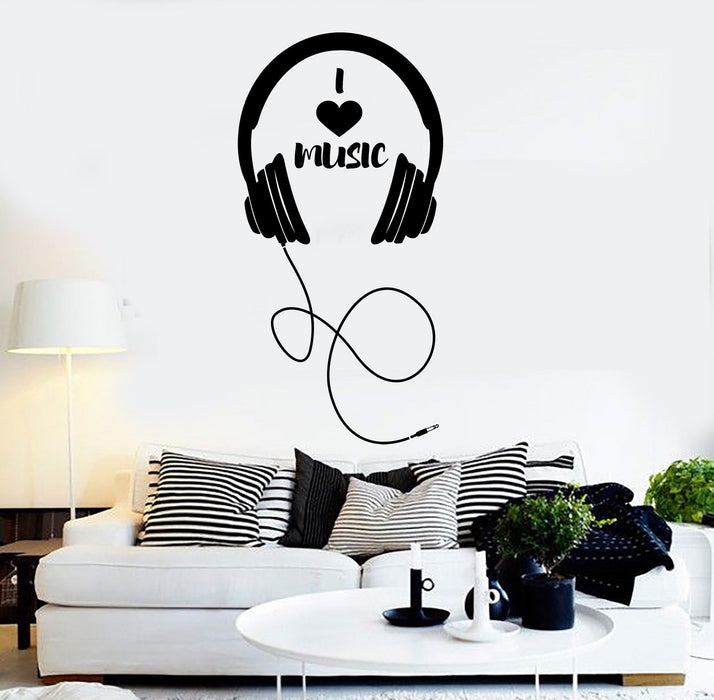 Vinyl Wall Decal Headphones Musical Decor Teen Room Stickers Mural Unique Gift (ig4274)