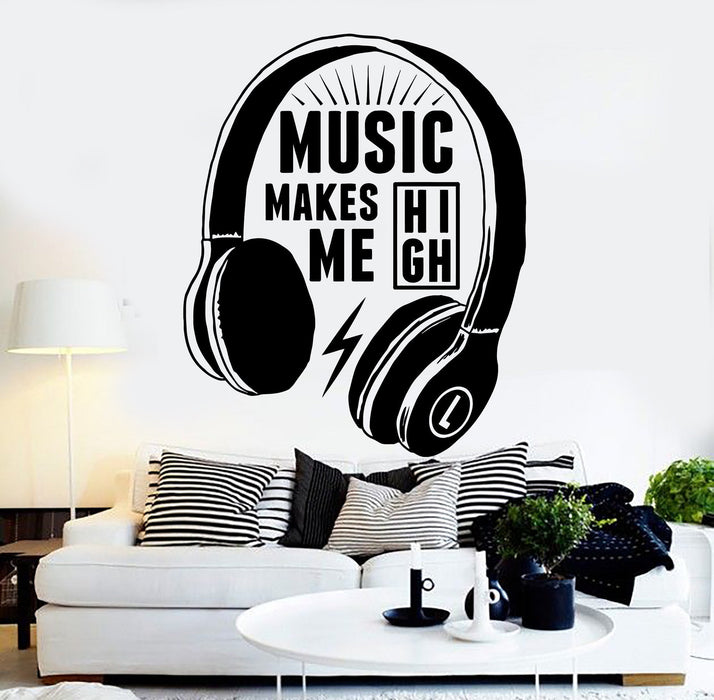 Vinyl Wall Decal Headphones Musical Quote Music Teen Stickers Unique Gift (ig4425)
