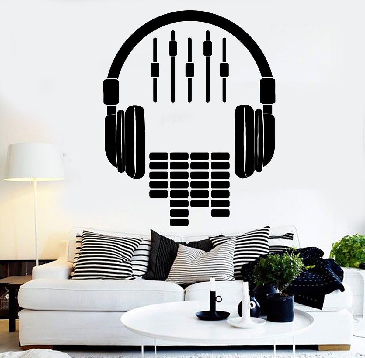 Vinyl Wall Decal Headphones Sound DJ Music Musical Stickers Unique Gif ...