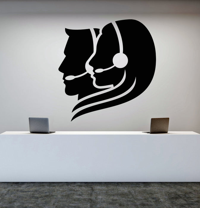 Vinyl Wall Decal Call Center Operator Office Worker Stickers (2253ig)