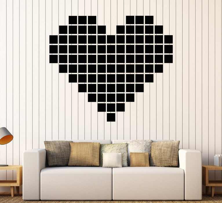 Vinyl Wall Decal Art Heart Cubes Pixel Video Game Animation Stickers Unique Gift (1387ig)