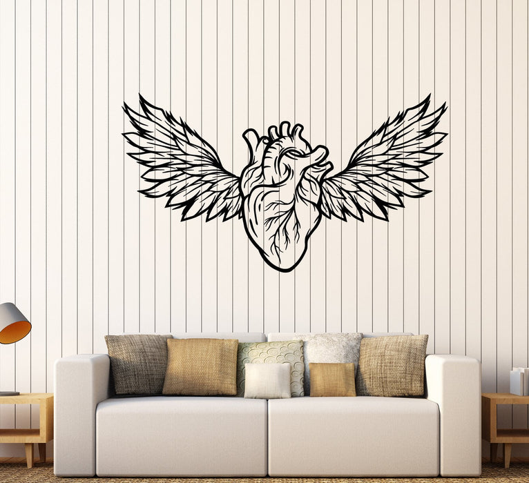 Vinyl Wall Decal Heart Wings Viscus Love Romance Gothick Style Stickers Unique Gift (1751ig)