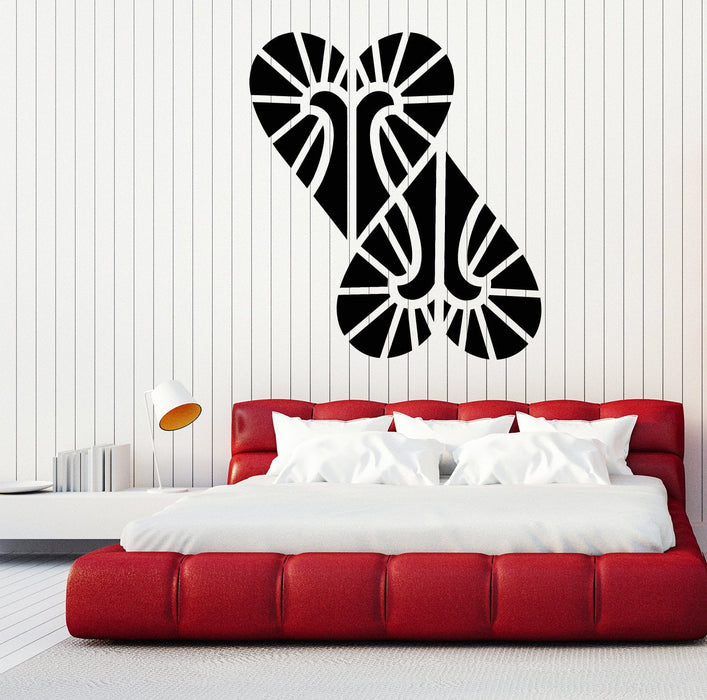 Vinyl Wall Decal Abstract Geometric Two Hearts Love Stickers Unique Gift (1856ig)