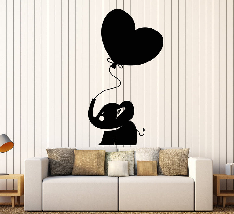Vinyl Wall Decal Baby Elephant Balloon Cartoon African Animal Stickers Unique Gift (1404ig)