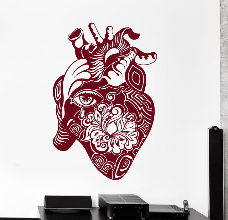 Виниловая наклейка на стену Сердце Цветок Глаз Искусство Дома Интерьерные наклейки Уникальный подарок (ig4229)