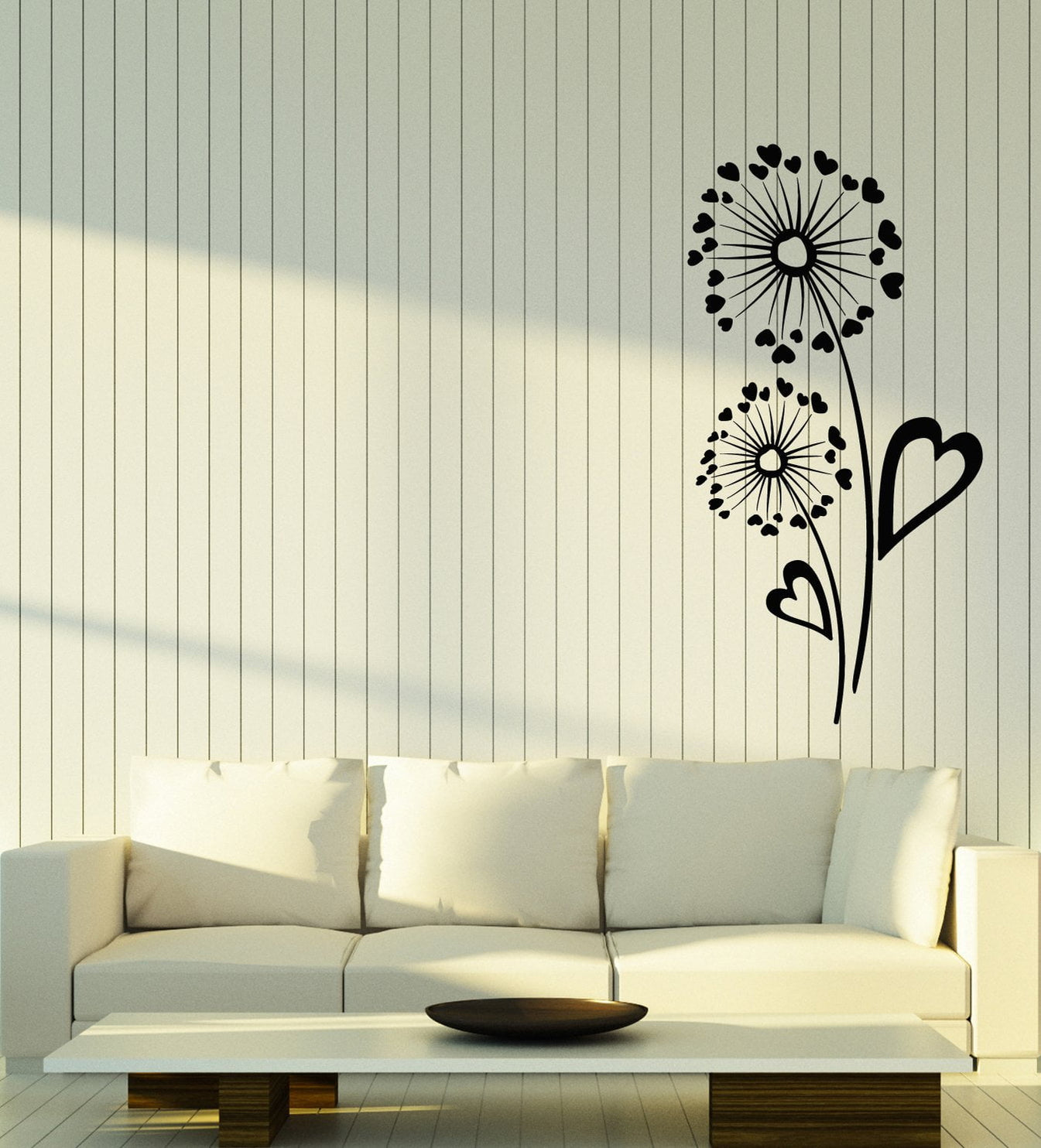 Vinyl Wall Decal Dandelion Flower Heart Symbol Romantic Love Stickers ...