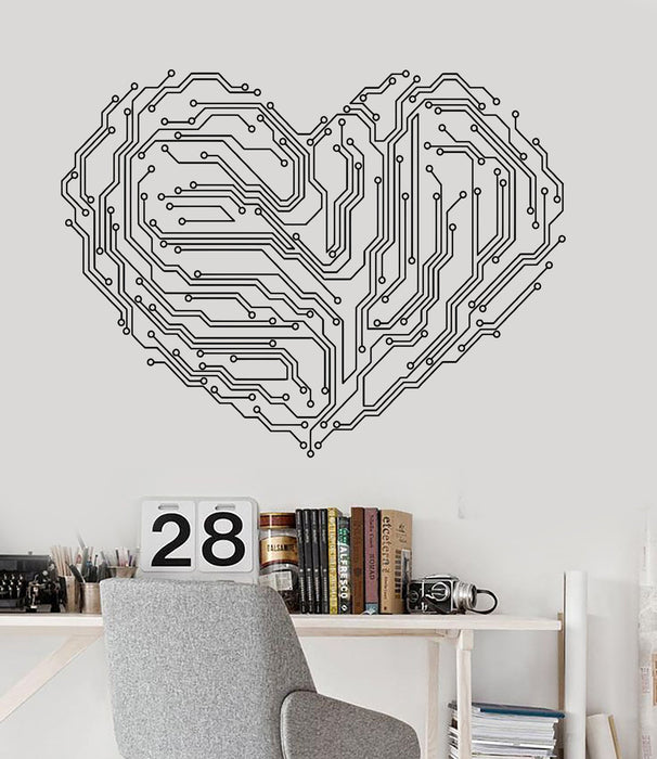Vinyl Wall Decal Heart Chip Computer Geek Engineer Stickers Mural Unique Gift (122ig)