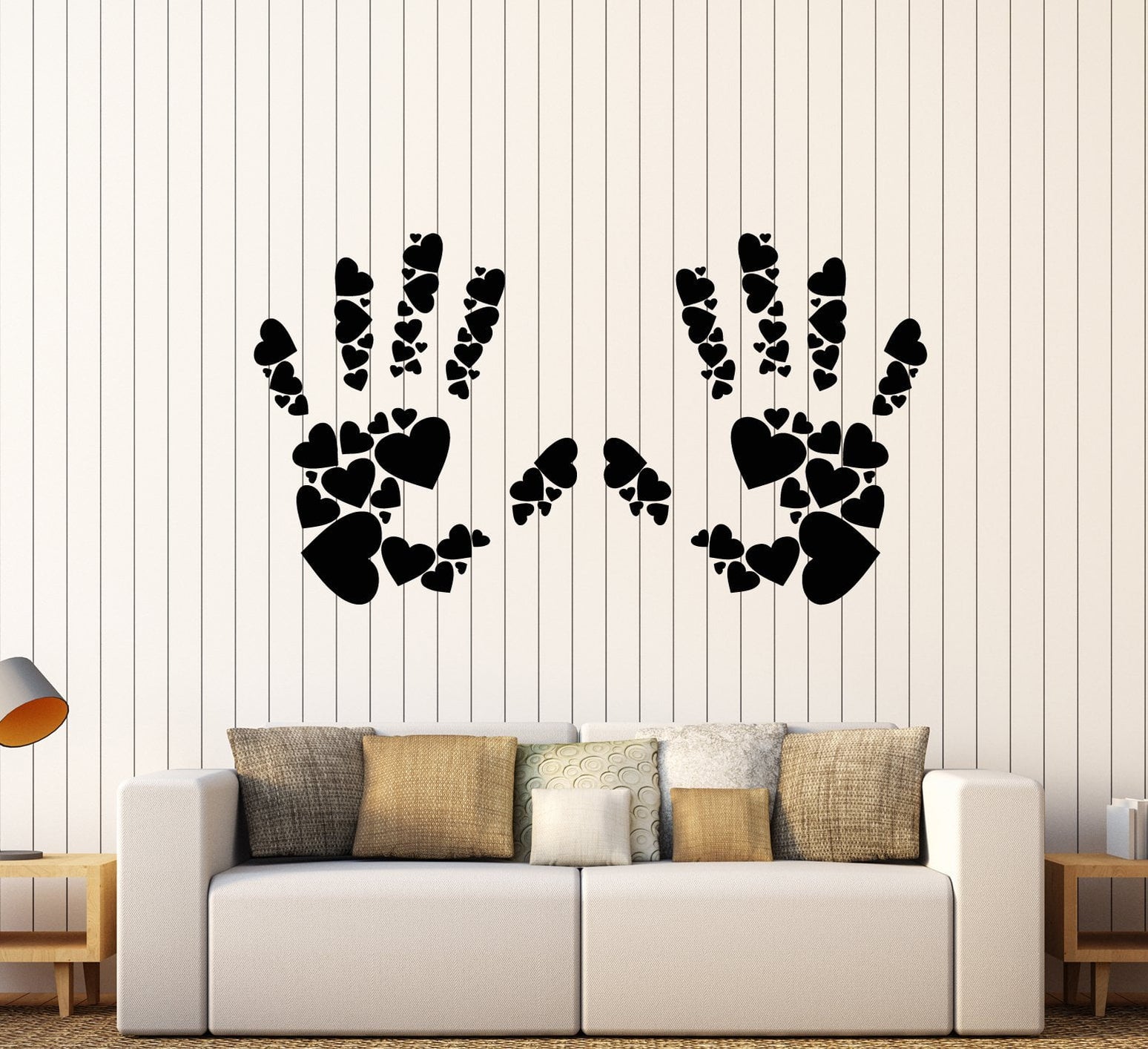Vinyl Wall Decal Hands Hearts Symbol Love Romance Stickers (2266ig ...