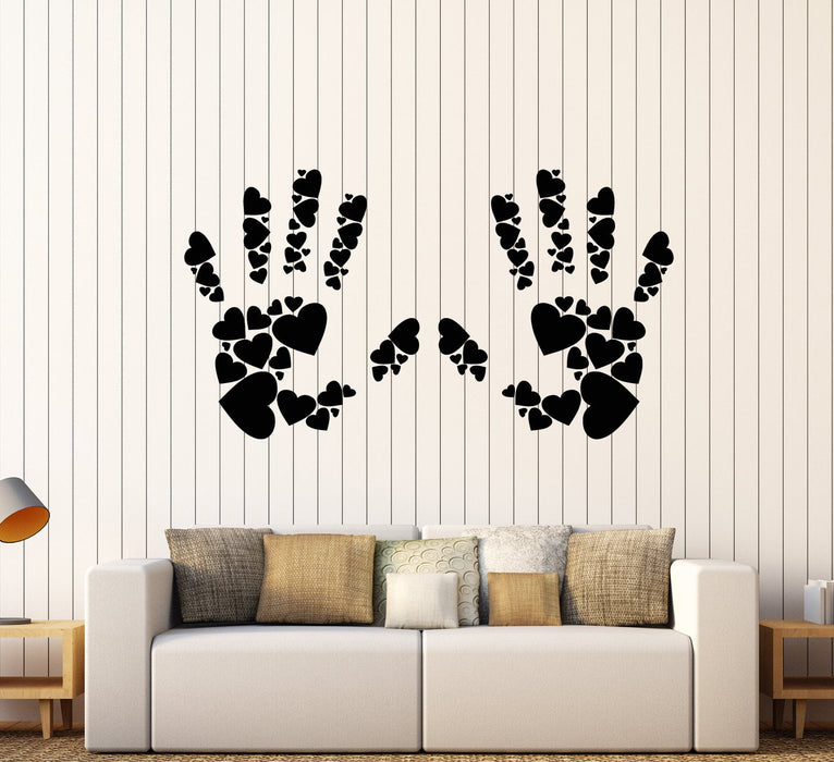 Vinyl Wall Decal Hands Hearts Symbol Love Romance Stickers (2266ig)