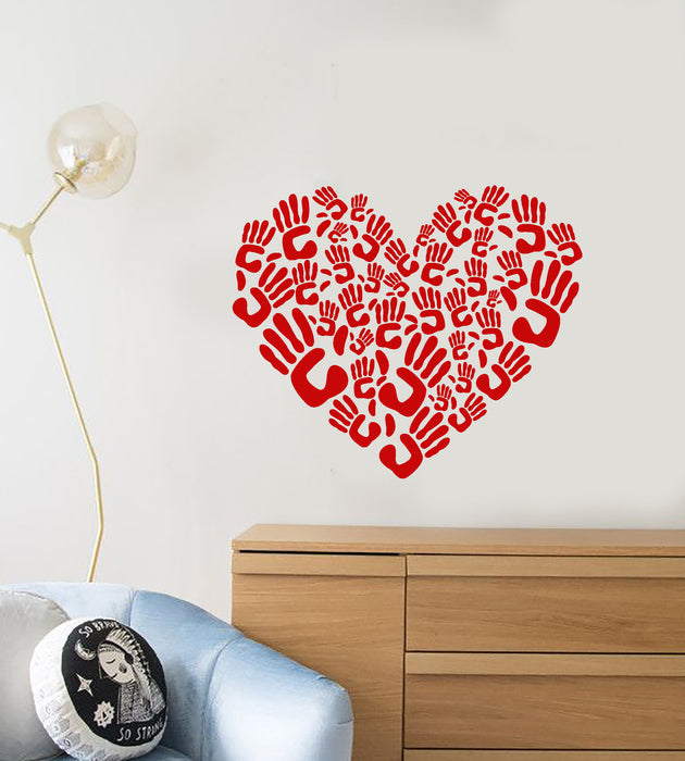Vinyl Wall Decal Heart Love Romance Handprints Stickers (3600ig)