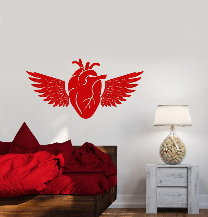 Vinyl Wall Decal Heart Organ Bird Wings Feathers Stickers (2935ig)