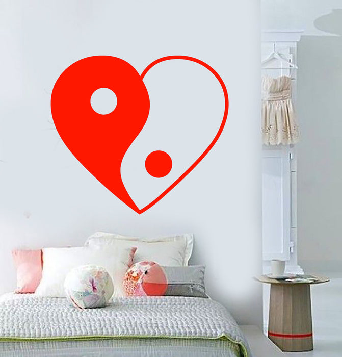Vinyl Wall Decal Heart Love Symbol Yin Yang Buddhism Stickers Unique Gift (2100ig)