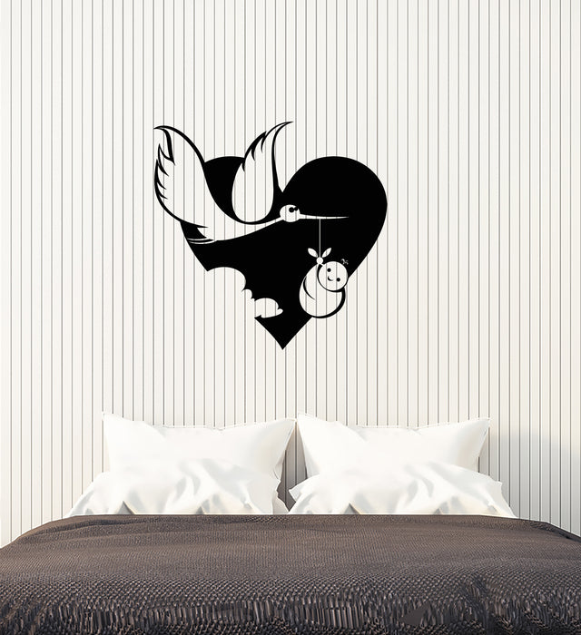Vinyl Wall Decal Cartoon Stork With Baby Room Decoration Stickers (3732ig)