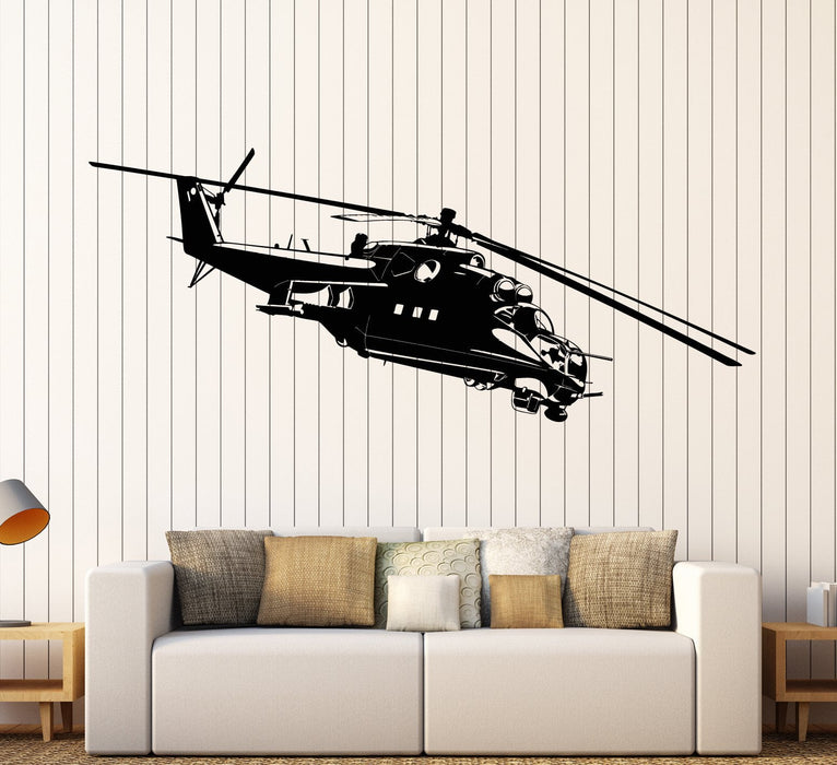 Vinyl Wall Decal Military Helicopter Apache Army War Soldier Stickers Unique Gift (1949ig)