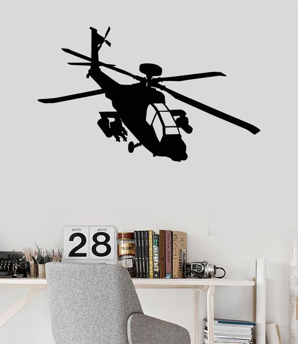 Vinyl Wall Decal Helicopter Military War Boys Room Stickers Unique Gift (ig4112)