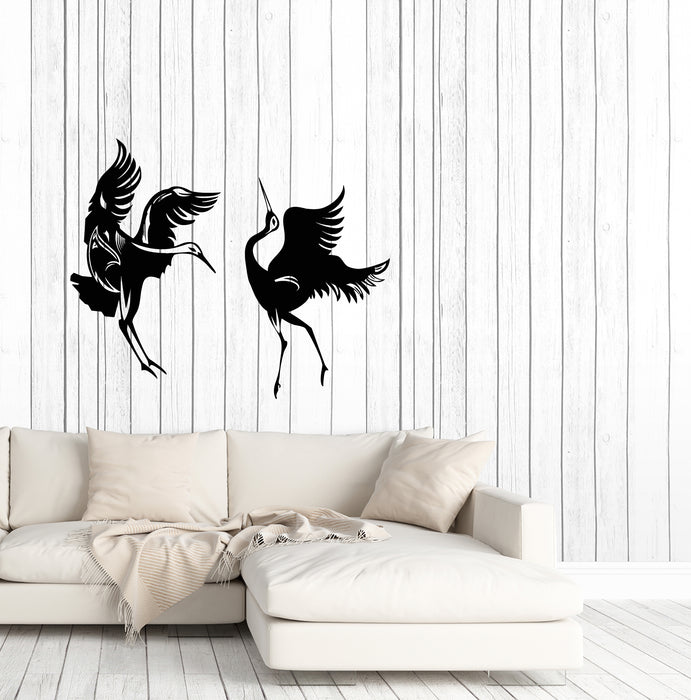 Vinyl Wall Decal Asian Style Japanese Herons Birds Love Romance Stickers (4032ig)
