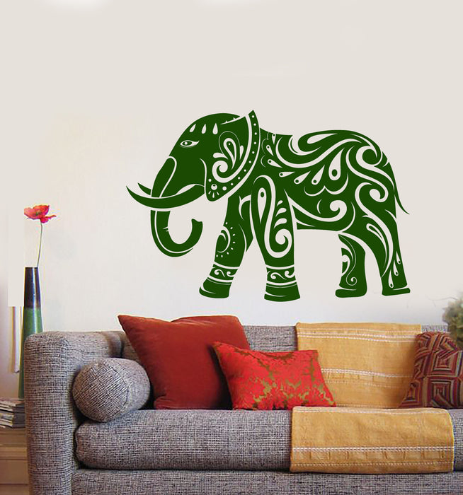 Vinyl Wall Decal Indian Beautiful Elephant Hindu Animal Stickers (2870ig)